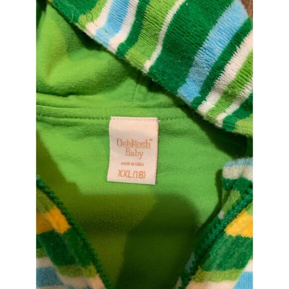 Oshkosh‎ Baby 2 Piece Outfit Green Stripe 18 M XXL Months Zip Up Hoodie & Pants - Picture 5 of 13